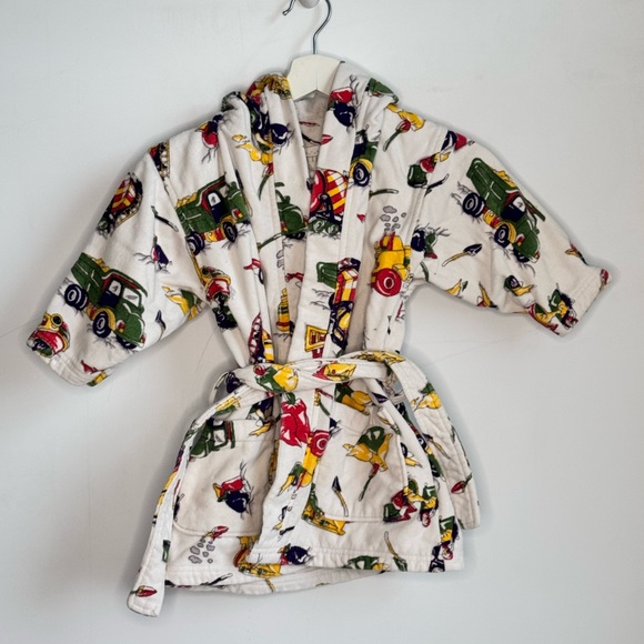 Frette Kids Construction Towel Robe Size Medium - Picture 2 of 5